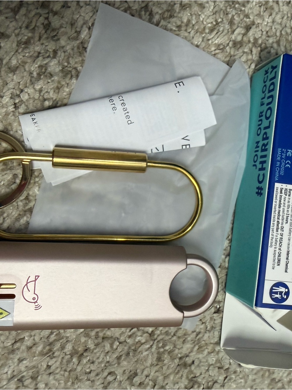 Birdie Rose Gold Personal Safety Alarm with Gold Keyring - Picture 2 of 3
